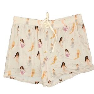 Little Snuggles Adult XL Bamboo Viscose PJ Shorts Mermaid Print Pink Gold EUC